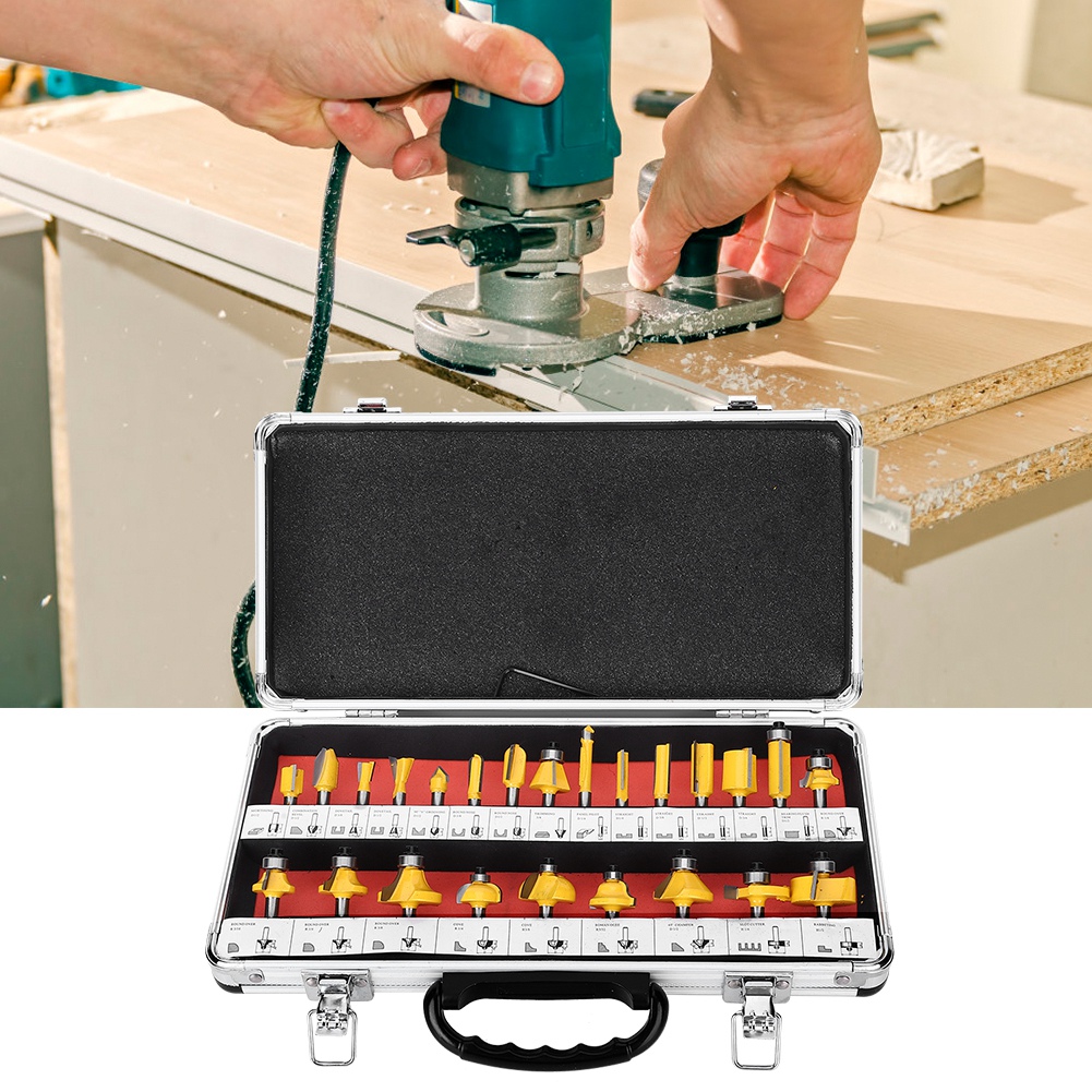 24-teiliges Fräser-set Mit 1/4-zoll-schaft, Oberfräser-set, Holzbearbeitungswerkzeug-set, Schreinerzubehör