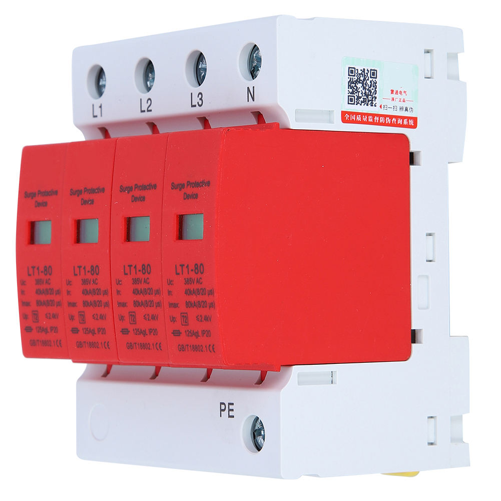 4p Lt1‐80 Überspannungsschutzmodul 80 Ka Für Haushaltsgeräte, Niederspannungsableiter, Rot