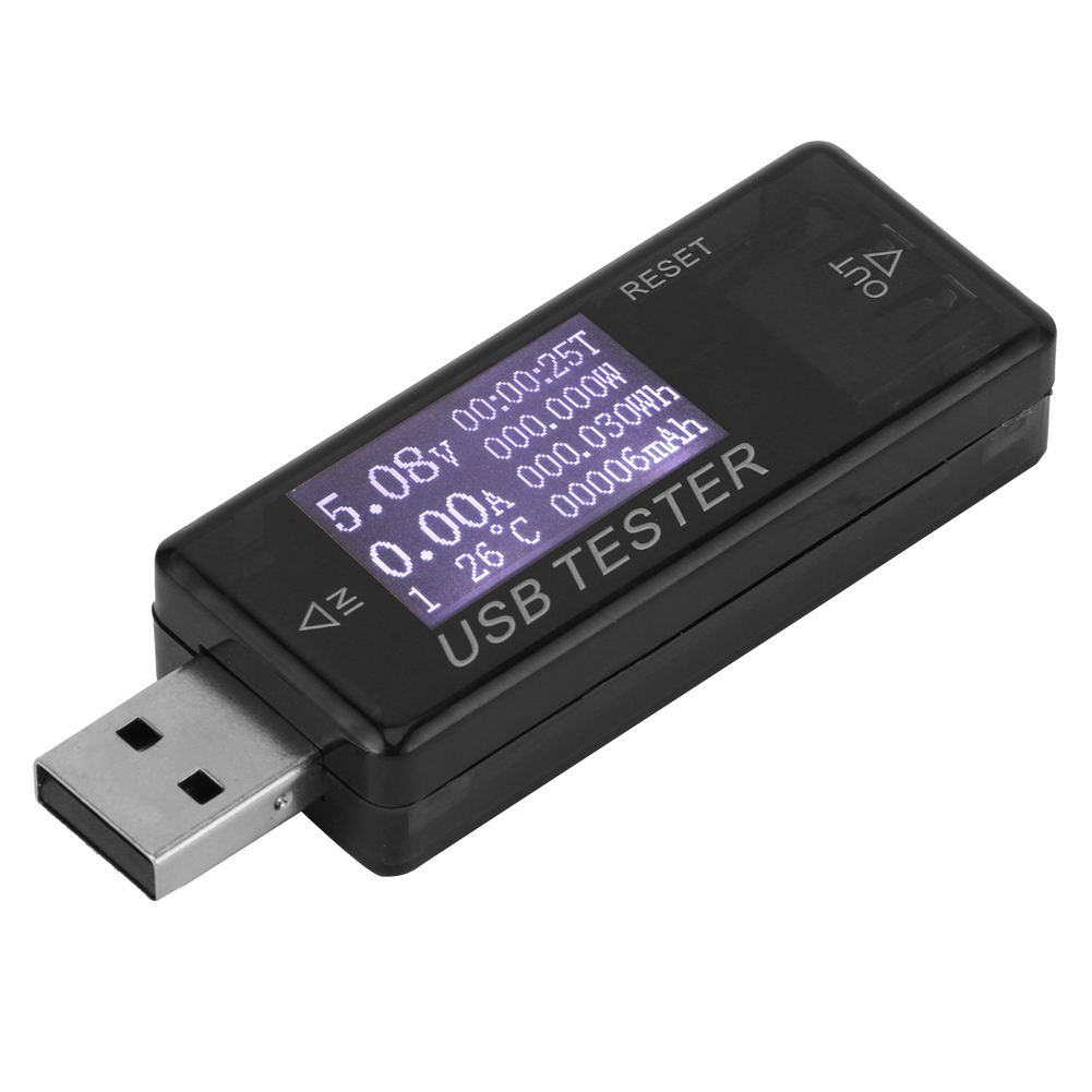 Digitales Usb-spannungs- Und Strommessgerät (8-in-1-detektor, 0–5 A, 0–150 W, 4–30 V), Schwarz