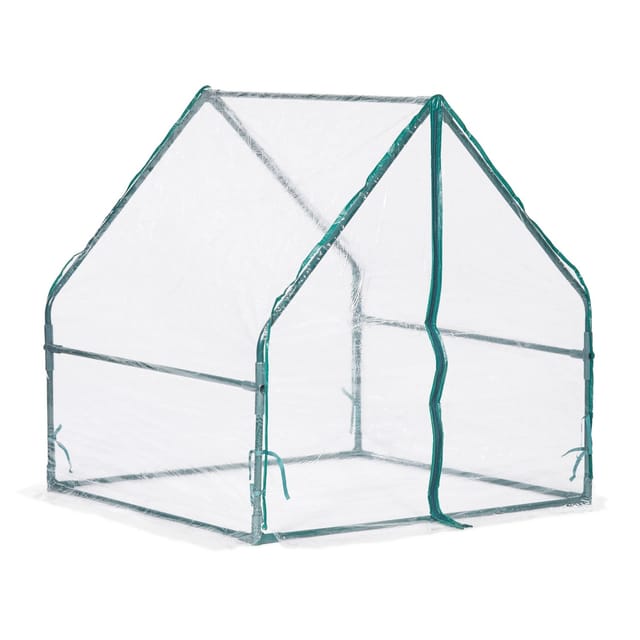 Relaxdays - Folienfrühbeet, HxBxT: 95 x 95 x 92 cm, mit Tür, Spitzdach, Frühbeet, Aufzucht, Gewächshaus, pvc, transparent