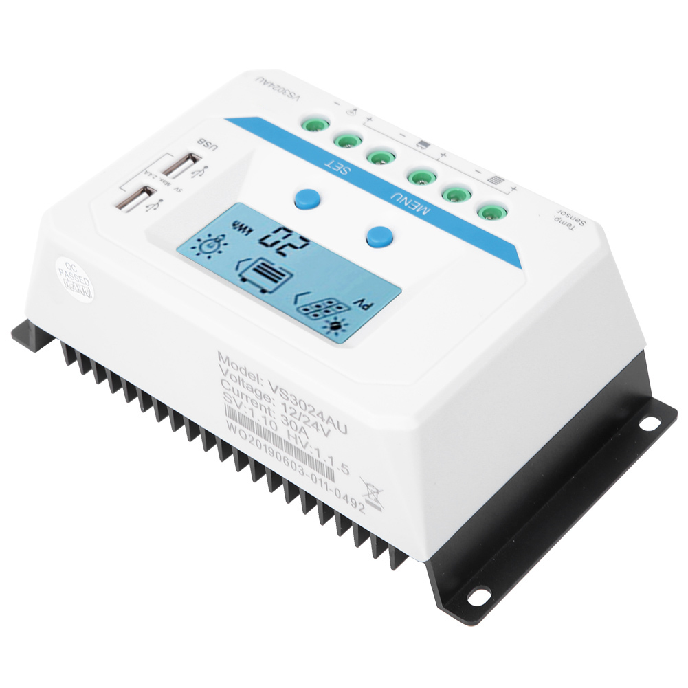 10a/20a/30a Solar-laderegler 12v/24v Auto-pwm-regler Lcd-display Mit Zwei Usb-anschlüssen Vs1024au