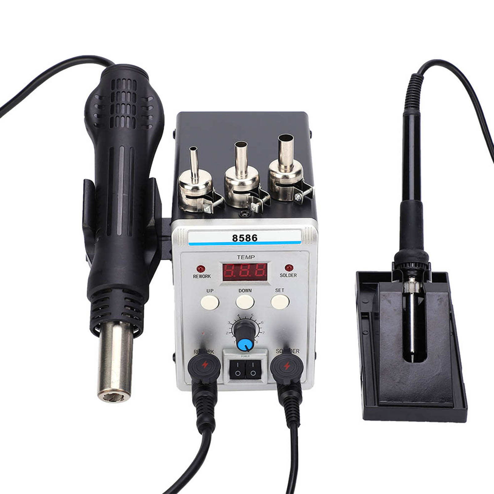 Rework-lötstation Mit Heißluftpistole, Digitalanzeige, Einstellbarer Temperatur, 8586, Eu-stecker, 250 V