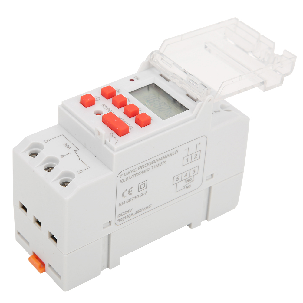 Dc 24v 30a Wochenzeitschaltuhr (12/24 Stunden) Mit Lcd-anzeige, Ein-/ausschalter Und Programmierbarem Zeitrelais