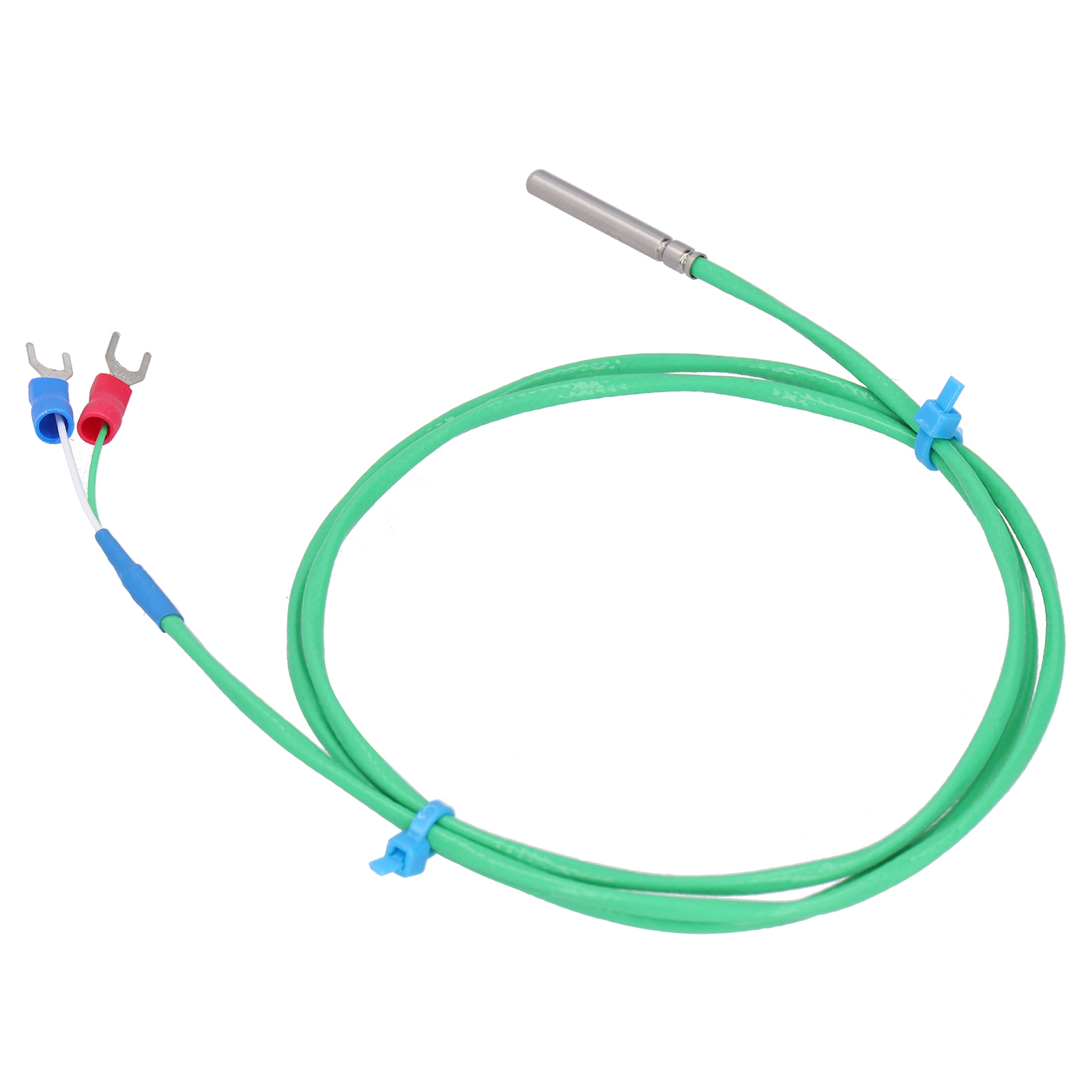 Thermoelement-sonde Typ K, Silikon, Superweiche Temperaturmessleitung 0200℃, Grün, 4x30mm (2 Meter)