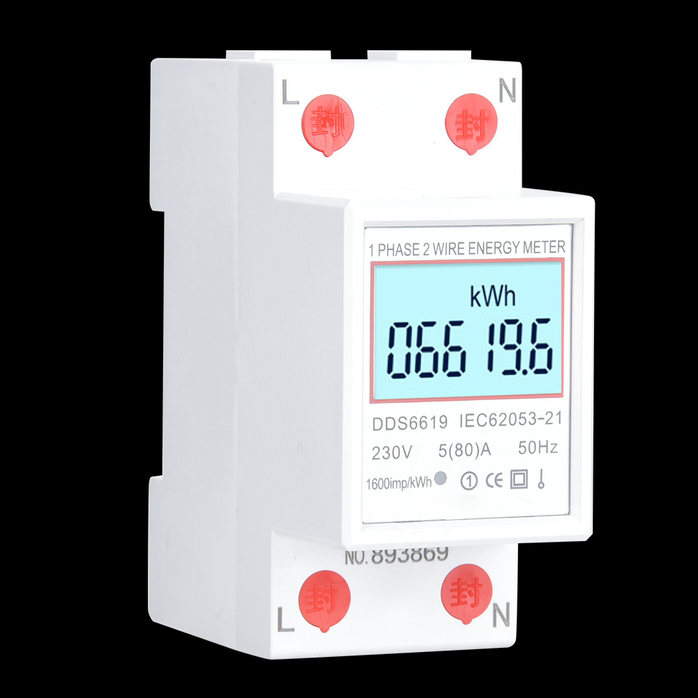 Dds6619 Einphasen-energiezähler Din-schiene 2-polig Leistungszähler 230 V Mit Hintergrundbeleuchtung