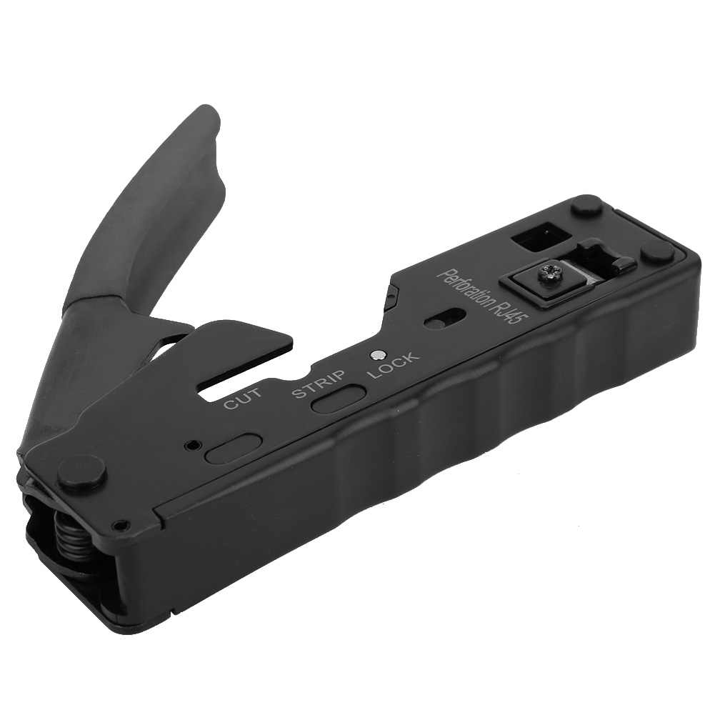Crimpzange Mit Kristallkopf Für Netzwerkkabel (cat-5, Cat-6, Cat-7, Schwarz)