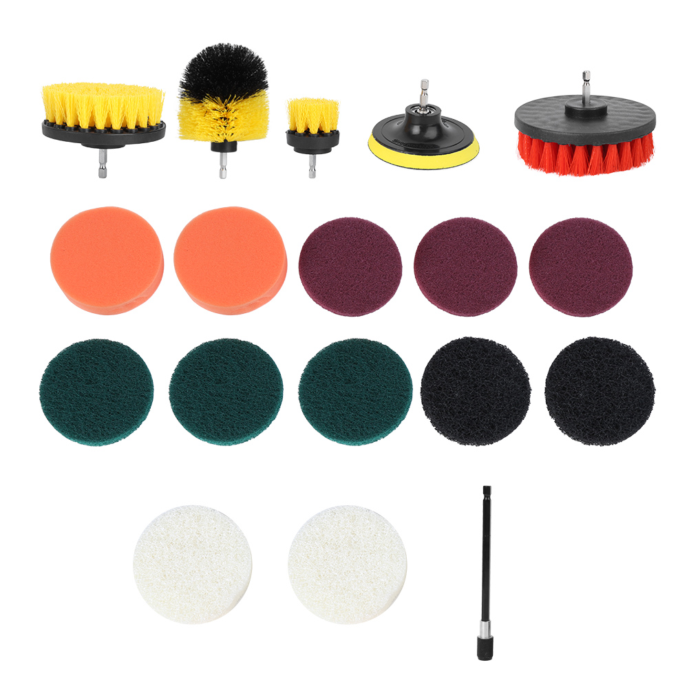 18-teiliges Elektrisches Bohrmaschinen-bürstenset, Multifunktionale Reinigungsaufsätze, Scheuerbürsten, Haushaltsreinigungszubehör