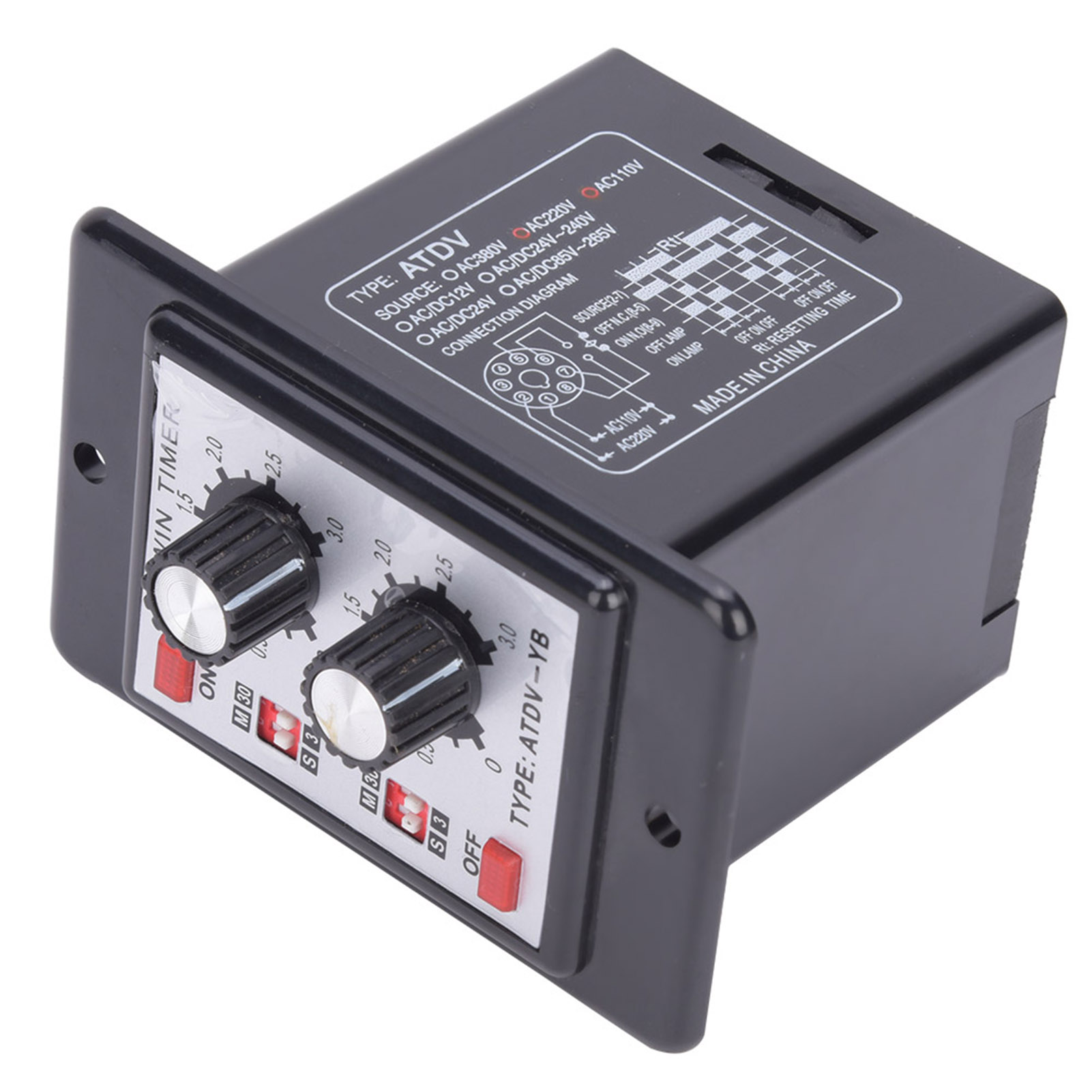 Drehknopf-zeitschalterrelais Ein/aus Doppelzeitrelais Atdv Yb Ac110v 220v 50/60hz
