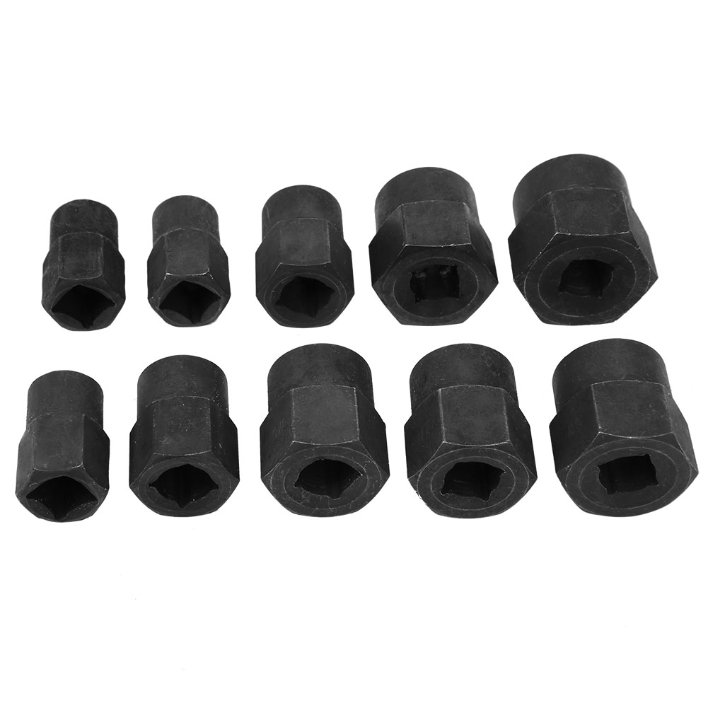 10-teiliges Mutternausdreher-set Für Beschädigte Und Abgebrochene Muttern Von 9–19 Mm, Aluminium, Im Karton Verpackt