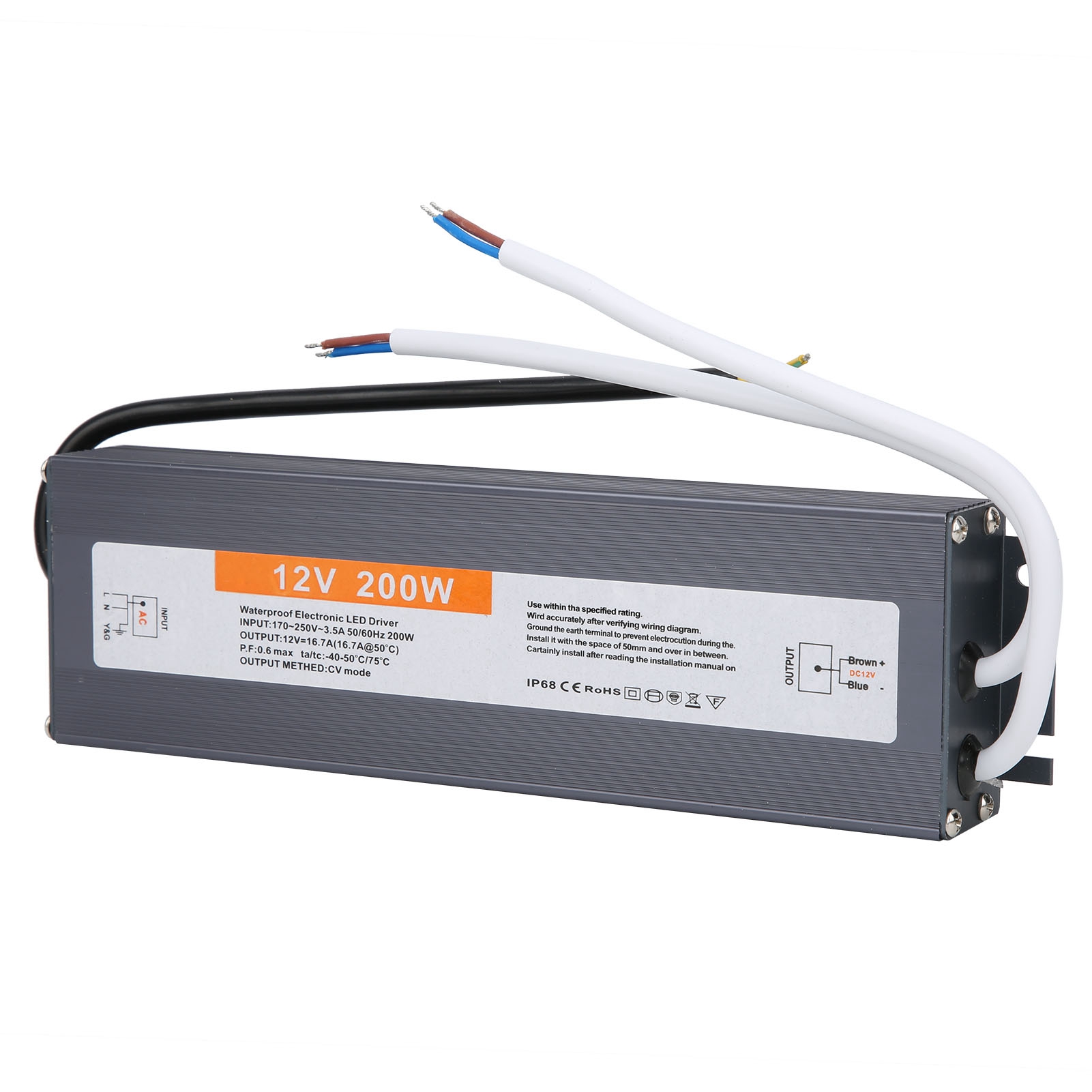 Professionelles, Wasserdichtes 200-w-led-treiber-netzteil Ac170–250 V (50/60 Hz) Dc12 V