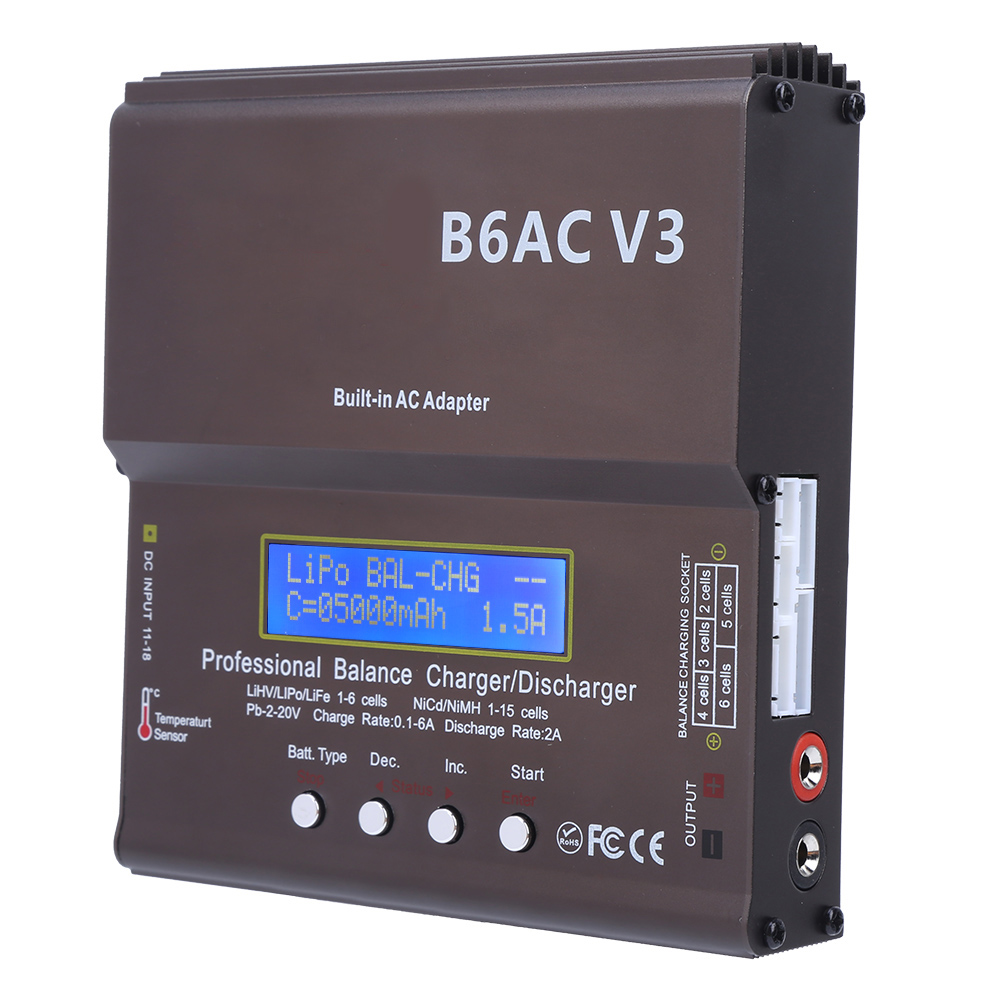 Intelligentes Balance-ladegerät 80w Für Ni'mh Ni'cd Akkupack Modell B6acv3 Ac100-240v (eu-stecker)