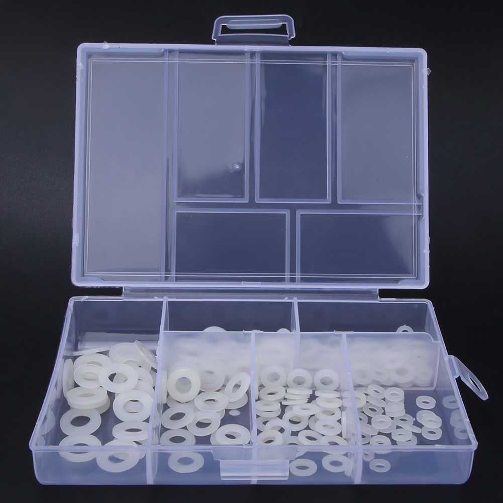 250-teiliges Dichtungssatz-set Aus Weißen, Isolierten Und Korrosionsbeständigen Nylon-unterlegscheiben (m2–m6)