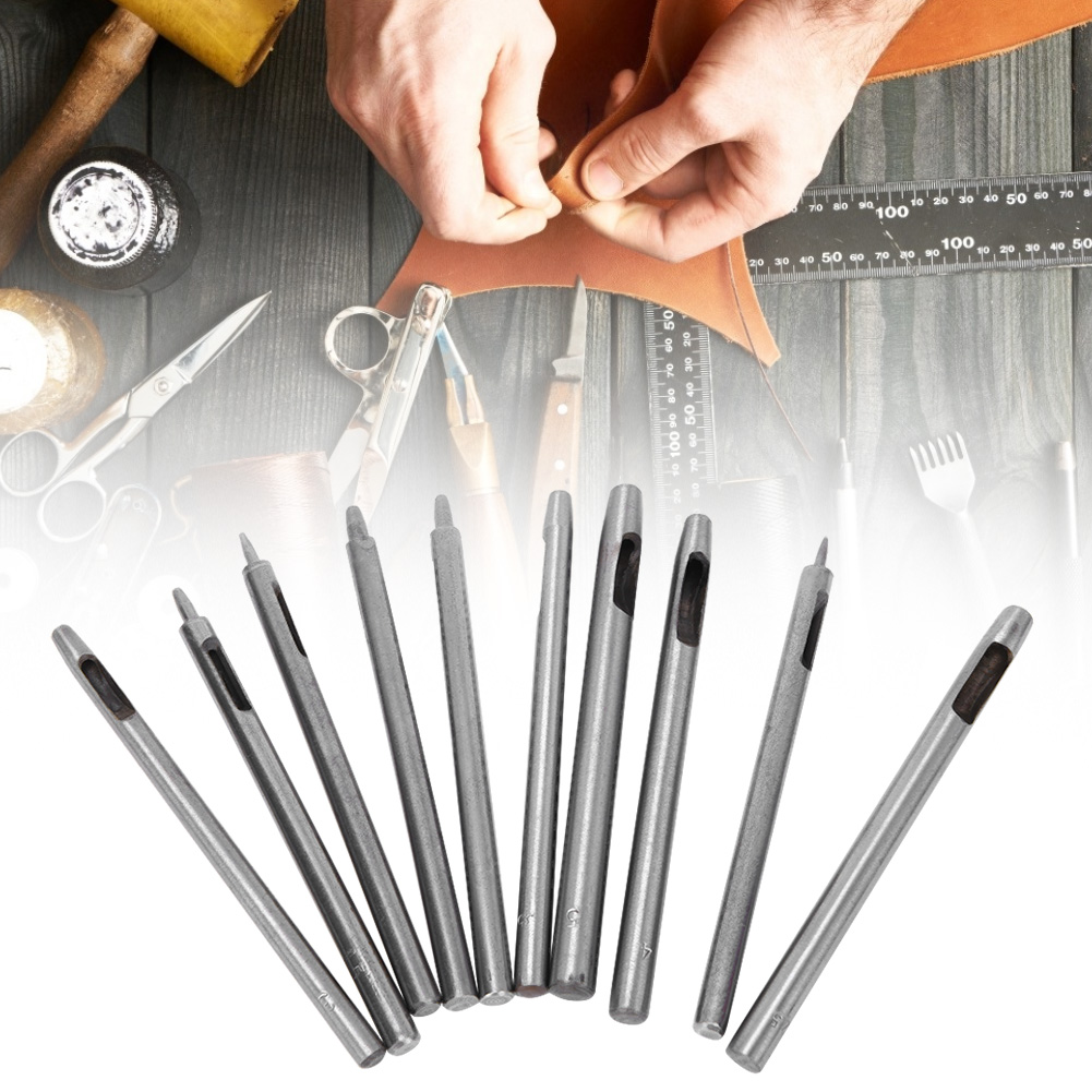 10 Stück Diy 0,5-5 Mm Leder Rund-hohlbohrer Stanzwerkzeuge Gürtelstanzen