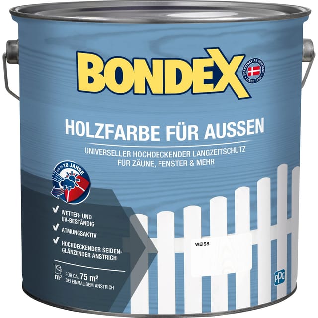 Holzfarbe für aussen Weiß 7,5 l - 446764 - Bondex