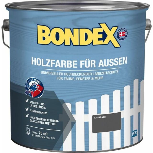 Holzfarbe für aussen Anthrazit 7,5 l - 446765 - Bondex