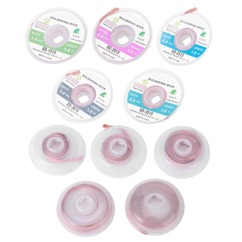 2er-set Entlötlitze Zum Entlöten Von Kabeln, Rückstandsarm, Keine Reinigung Erforderlich, 1,5 Mm, 2 Mm, 2,5 Mm, 3 Mm, 3,5 Mm