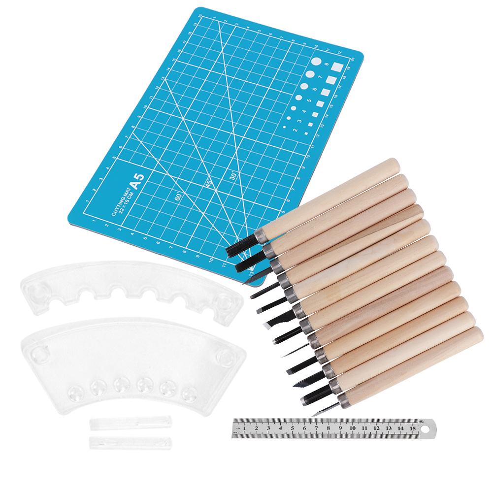 1 Set Holzschnitzwerkzeuge Meißel Werkzeugstahl Professionelles Holzbearbeitungs-handwerkzeug Halterung B1