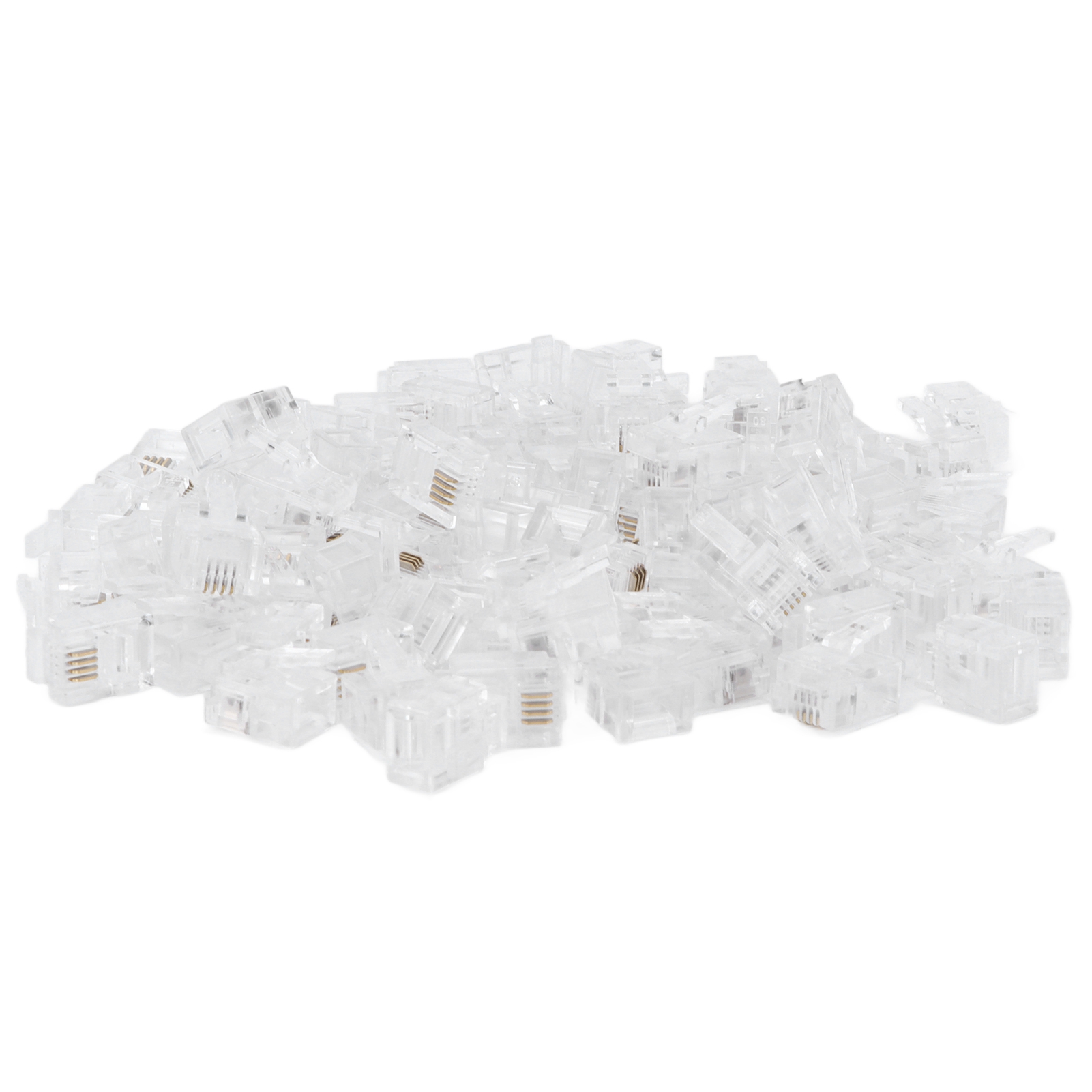 100 Stück Telefon-kristallstecker 4-adrig 6p4c Ethernet-stecker Universal Rj11 Vergoldeter Ethernet-kabelkoppler