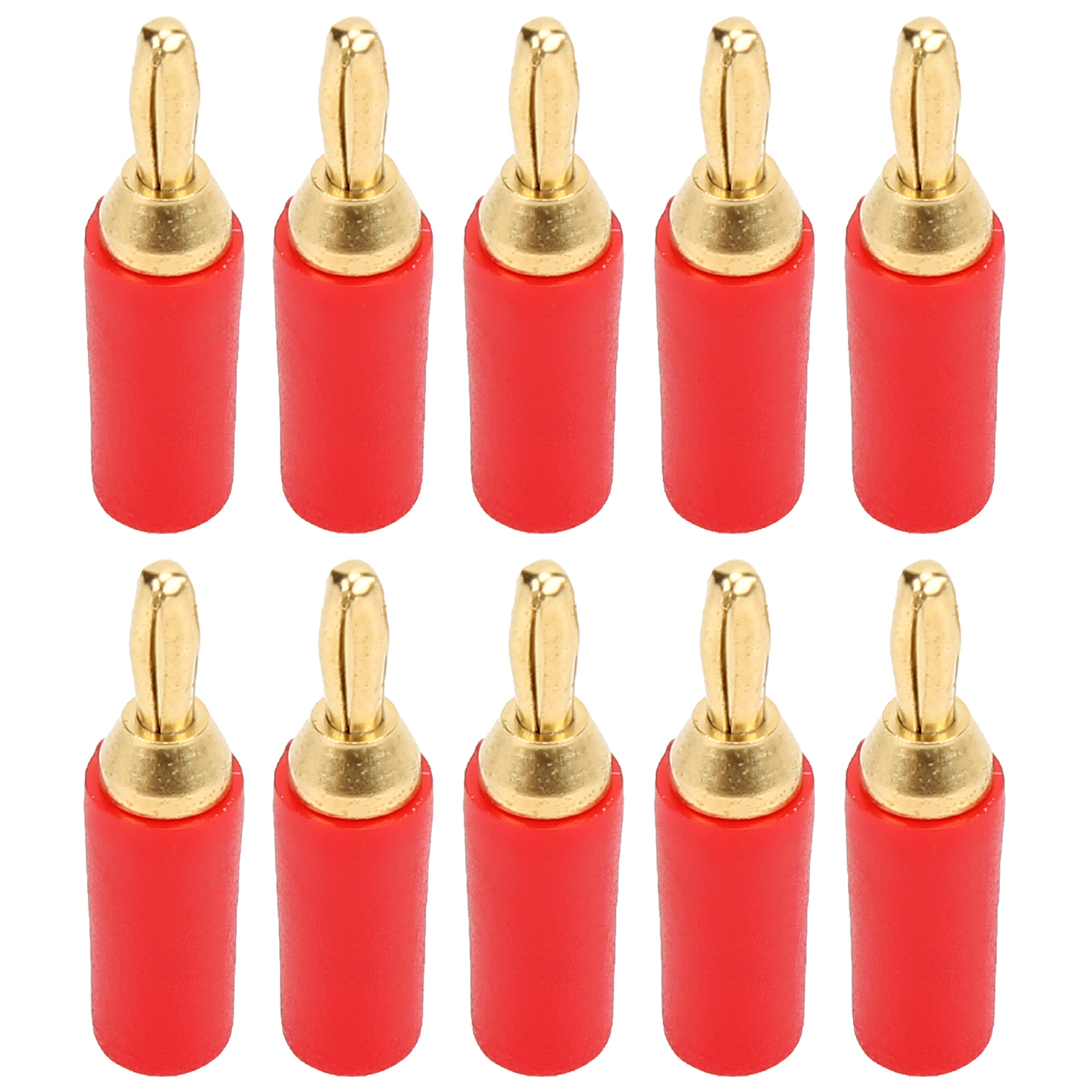 10 Stück J.10007 2,5 Mm Bananenstecker Aus Messing, Vergoldet, Für Messgeräte, Rot