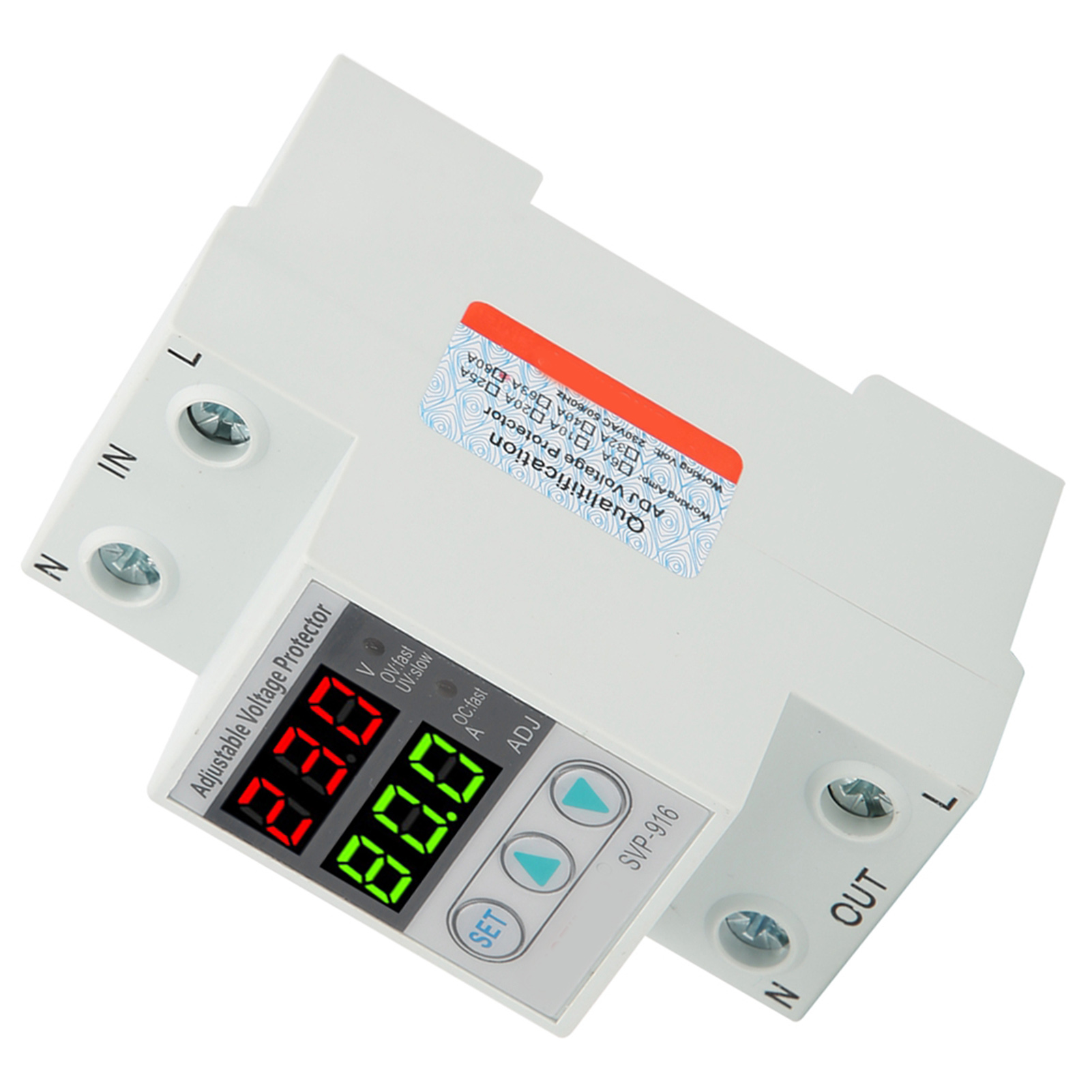 Svp‑916 230v Einstellbares Automatisches Über- Und Unterspannungsschutzgerät Mit Rückstellung 63a