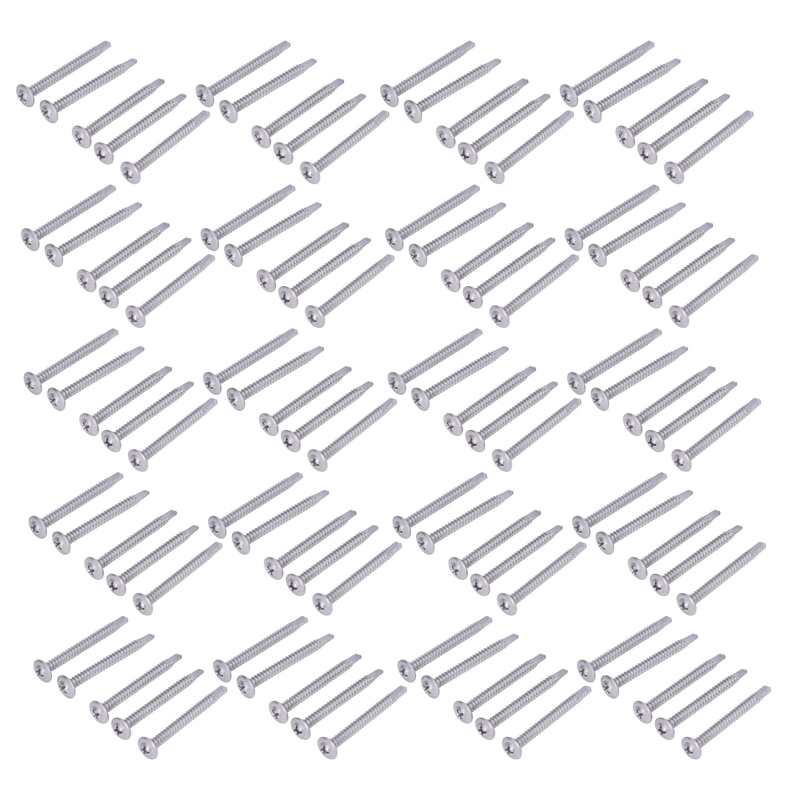 100 Stück Kreuzschlitz-selbstbohrschrauben Mit Rundem Unterlegscheibenkopf, Edelstahl 410, 4,8 X 50 Mm, 100 Stück