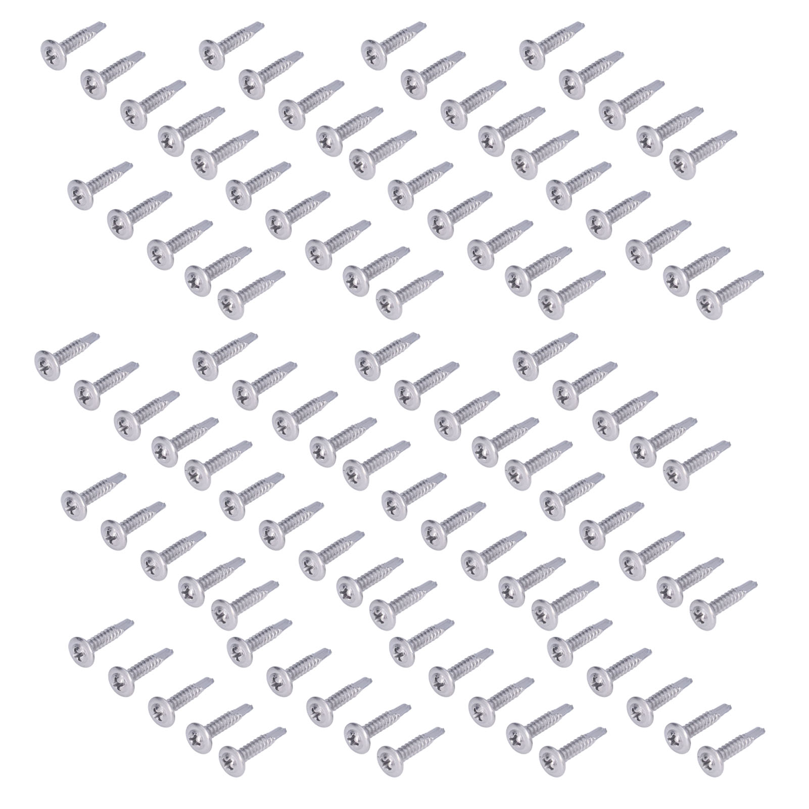 100 Stück Kreuzschlitz-selbstbohrschrauben Mit Rundem Unterlegscheibenkopf, Edelstahl 410, 4,8 X 25 Mm, 100 Stück