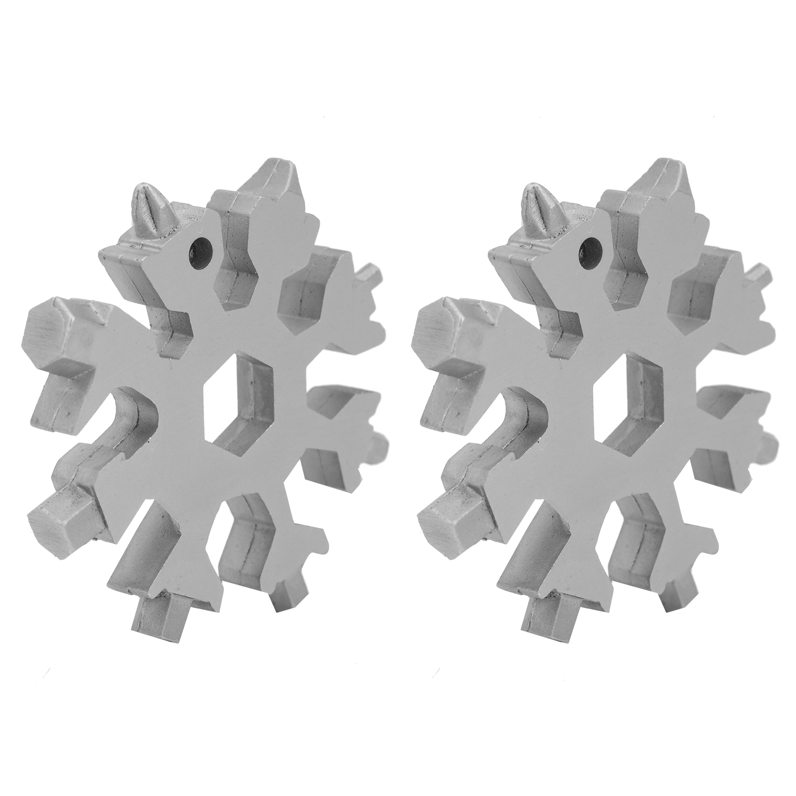 2 Stück 18-in-1-schraubendreher In Schneeflockenform, Multifunktions-schraubenschlüssel, Tragbar, Outdoor-werkzeug (silber)