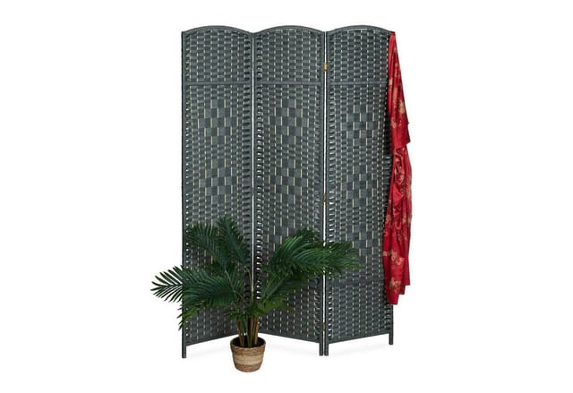 Relaxdays - Paravent, 3-teilig, faltbarer Raumtrenner, HxB 170x120 cm, für innen, Trennwand, Holz, Papierseil, grau