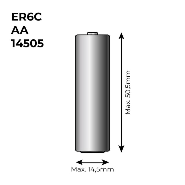 Lithiumbatterie ER6C, aa, 3,6V (Mod. 14505), 2700mAh, Ø14,5x50,5mm E3/38107