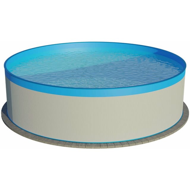 Stahlwandpool rund 350x90 cm, Stahl 0,3 mm weiß, Folie 0,2 mm blau, overlap