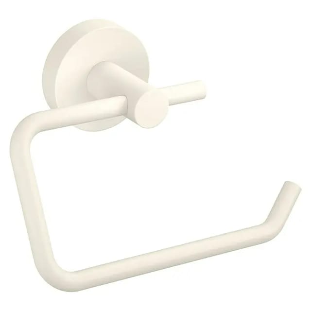 Moon white Toilettenpapierhalter, matt weiß - Rollenhalter ohne Deckel für Bäder im Industrial Style und moderne Badezimmer - bohrfrei, inkl.