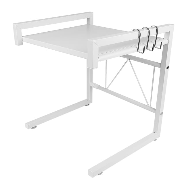 Küchenregal Mikrowellenhalter Mikrowelle Regale Toaster Stand Regal (40-65)x42cm mit 3 Haken weiß