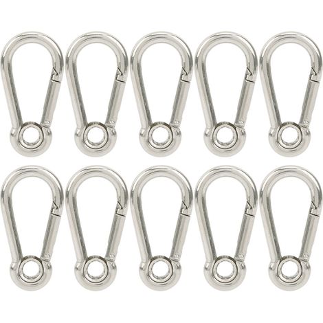 10 Stück Federbelastete Karabiner, Edelstahl-schlaufenkarabiner Für Camping Und Klettern, M5-haken