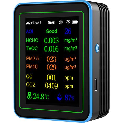 12-in-1 Wlan-luftqualitätsmessgerät: Kohlendioxid-detektor Mit Zeit- Und Datumsanzeige, Aqi-index, Pm2,5, Pm10, Thermometer Und Hygrometer. Luftqualitätstester