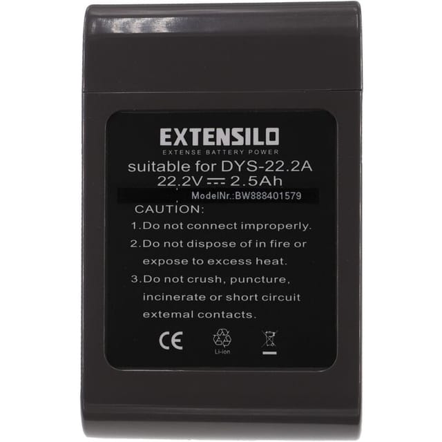 Extensilo - Akku kompatibel mit Dyson DC35 Multi Floor Staubsauger Schwarz (2500 mAh, 22,2 v, Li-Ion)