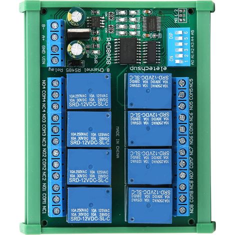 12v 8-kanal Rs485 Relais-sps-erweiterungsplatine Für Rtu-protokoll-fernsteuerung (r4d8a08 R Mit Din-schienengehäuse)