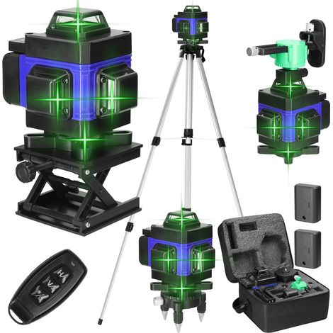 16-linien-laser-nivelliergerät, 4 X 360°-selbstnivellierungs-laser Mit Stativ, Akku Und Wandhalterung Für Bau- Und Innenausbauarbeiten