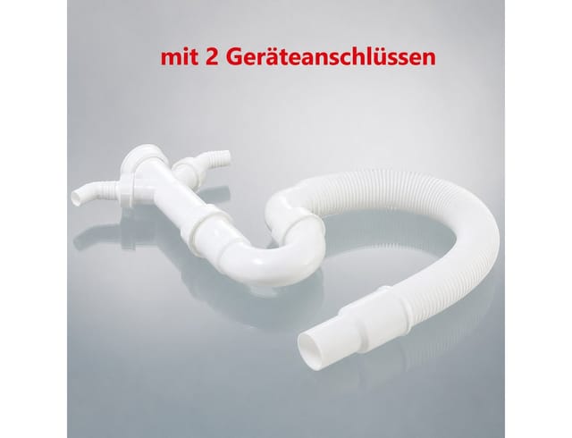 Keenberk - Röhrengeruchsverschluss für Küchenspülen, Siphon 1 1/2 Zoll x ø 40/50 mm mit flexiblem Abgang, 90° Winkel und zwei Geräteanschlüssen (2 ga)