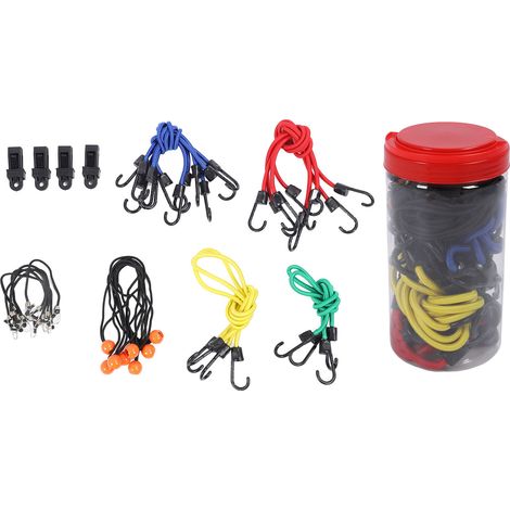 32-teiliges Universelles Gummiband-set In 6 Verschiedenen Größen Mit Kugelhaken Und Aufbewahrungsbox Für Campingplanen Und Transport
