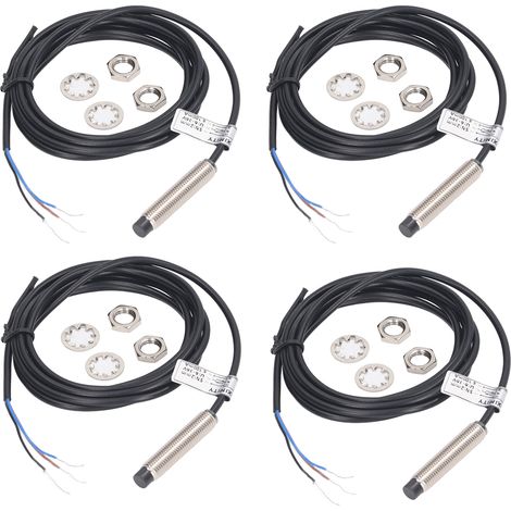 4 Sätze 8-mm-pnp-3-draht-näherungsschalter, Normalerweise Geschlossen (nc-kontakt), Induktive Erkennung, 6 Bis 36 V Dc