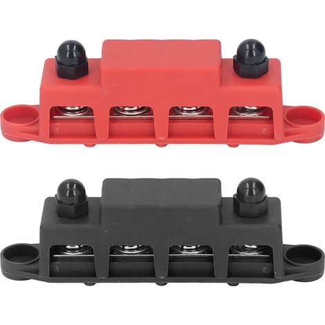 48v 250a Sammelschienen-klemmenblock, 2 Stück, Hochleistungs-stromverteilungsmodul, 4-polige M10-gleichstrombox Für Wohnmobile Und Boote, Rot/schwarz