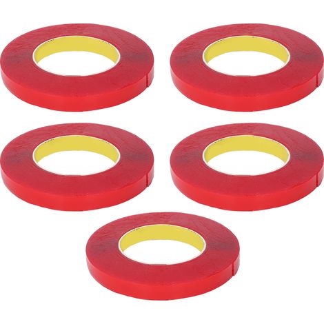 5 Rollen Doppelseitiges Acrylklebeband, 0,1 Mm Dick, 15 Mm Breit, 10 M Lang, Mit Starker, Wiederablösbarer Befestigung