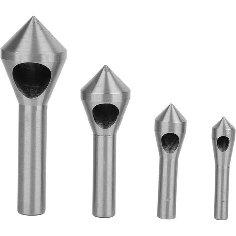 Anfasvorrichtung, 4-teilig, Einseitiger Winkel-anfasfräser, 90°-entgratbohrer, Silber