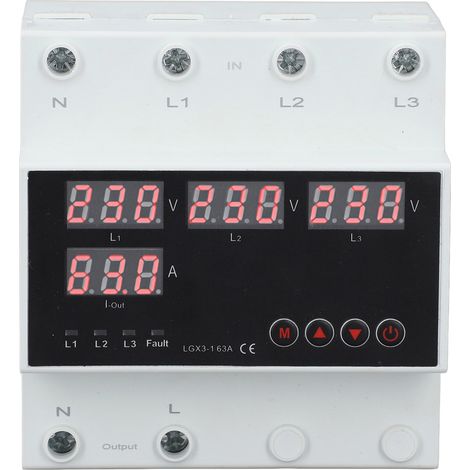 Automatischer 3-phasen-umschalter Ats 63a Mit Led-anzeige Und Einstellbarem Spannungsschutz Für Ac220v-invertergeneratoren (230-300v Maximal, 140-220v Minimal)
