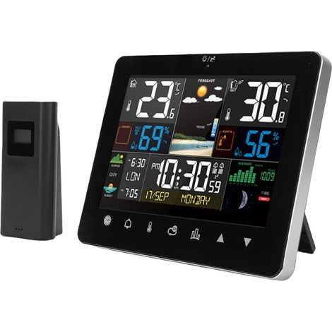 Digitales Innen- Und Außenthermometer Und Hygrometer, Farbdisplay, Touchscreen, Heimwetterstation Mit Drahtlosem Sensor