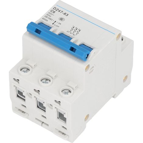 Dreipoliger Leitungsschutzschalter Pa66, Din-schienenmontage, Miniatur, Abschaltvermögen 4500 A, 400 V, 6 A