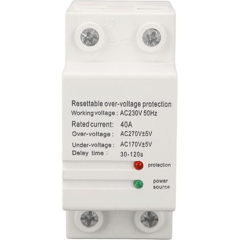 Einphasiges Spannungsschutzgerät, Automatische Selbstrückstellung, Über-/unterspannungsschutz Mit Kontrollleuchte, 40 A Ac230 V Eingang Nach Unten Und Ausgang Nach Oben