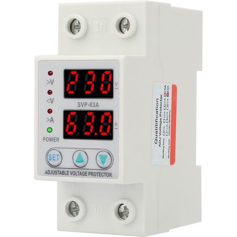 Einstellbarer Einphasiger Spannungs- Und Stromschutzschalter Mit Dualer Led-anzeige, Ac230v 63a
