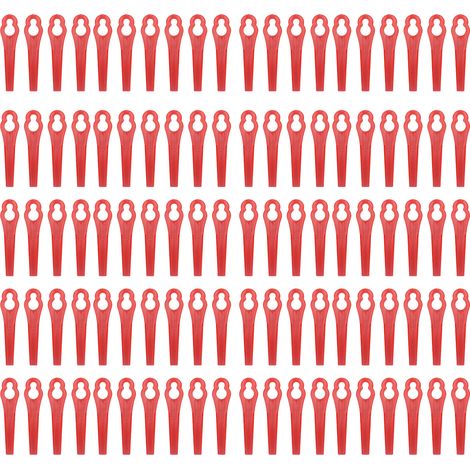 Ersatzmesser Aus Kunststoff Für Rasenmäher, 100 Stück, 80 Mm Länge, Lochdurchmesser 11 X 7 Mm, Rot
