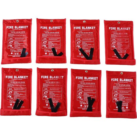 Feuerlöschdecke Für Zuhause Und Küche - 8er-pack Wiederverwendbare Fiberglas-feuerlöschdecken - Ideal Für Schule, Kamin, Grill, Auto, Büro, Garage Usw.
